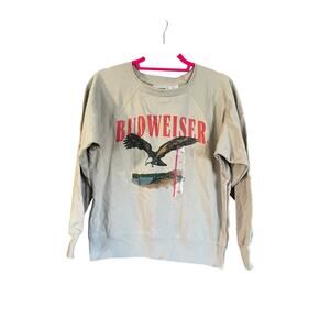 Budweiser Sweatshirt Size X-Small oversized with raw edges around the neckline
